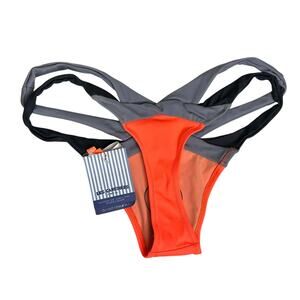 Les Canebiers NWT Palmier Bikini Bottom Coral Colorblock St Tropez 46 14 XL